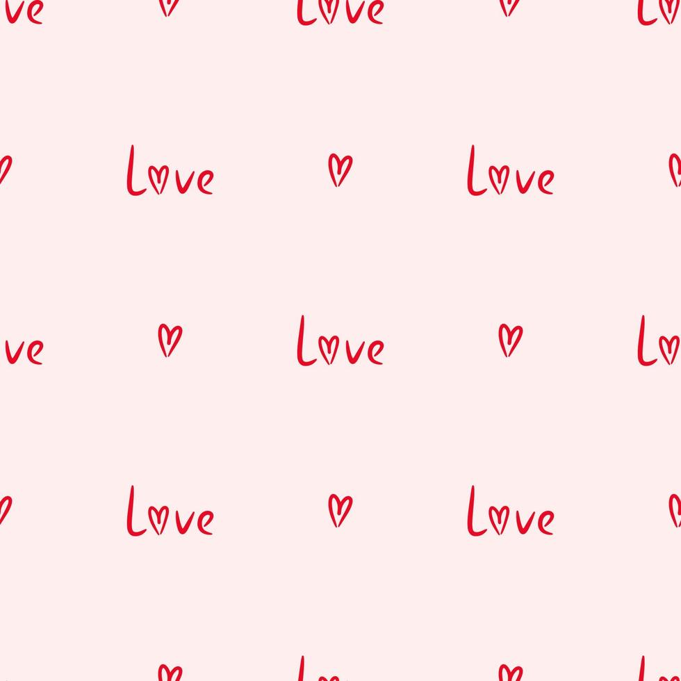 modèle sans couture avec coeur et mot amour fond romantique pour les cartes de conception de la saint valentin modèles de médias sociaux couvre le papier d'emballage vecteur