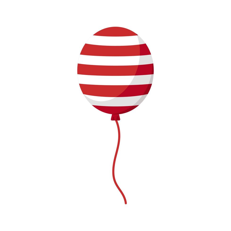 ballon rouge à air vectoriel avec rayures blanches. célébration des états-unis. le jour de l'indépendance. ballon rayé.