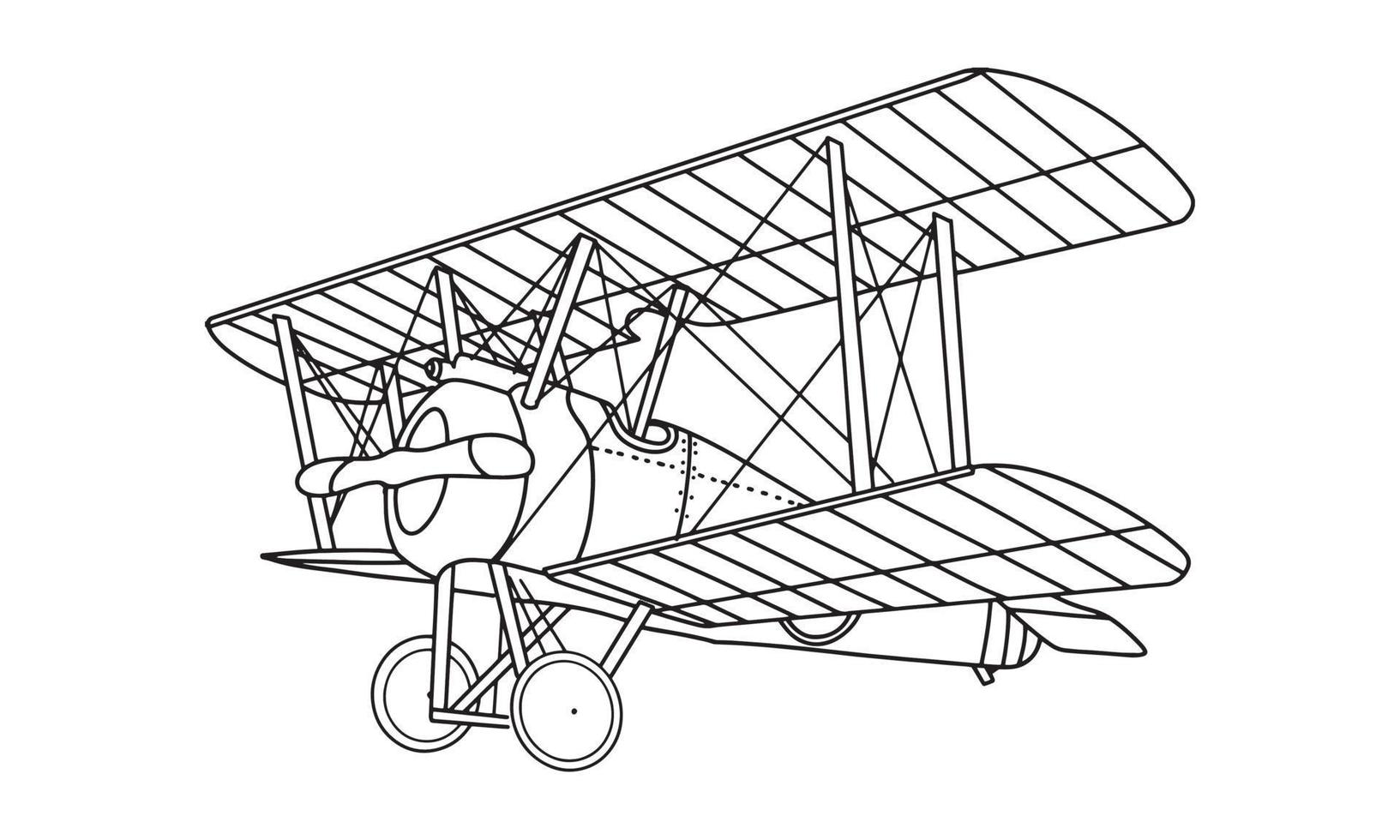 avion dessin illustration vectorielle d'art en ligne pour livre de coloriage. dessin d'avion de dessin animé pour livre de coloriage pour enfants et enfants. croquis dessin d'art pour livre de coloriage. avion de chasse et hélicoptère. vecteur