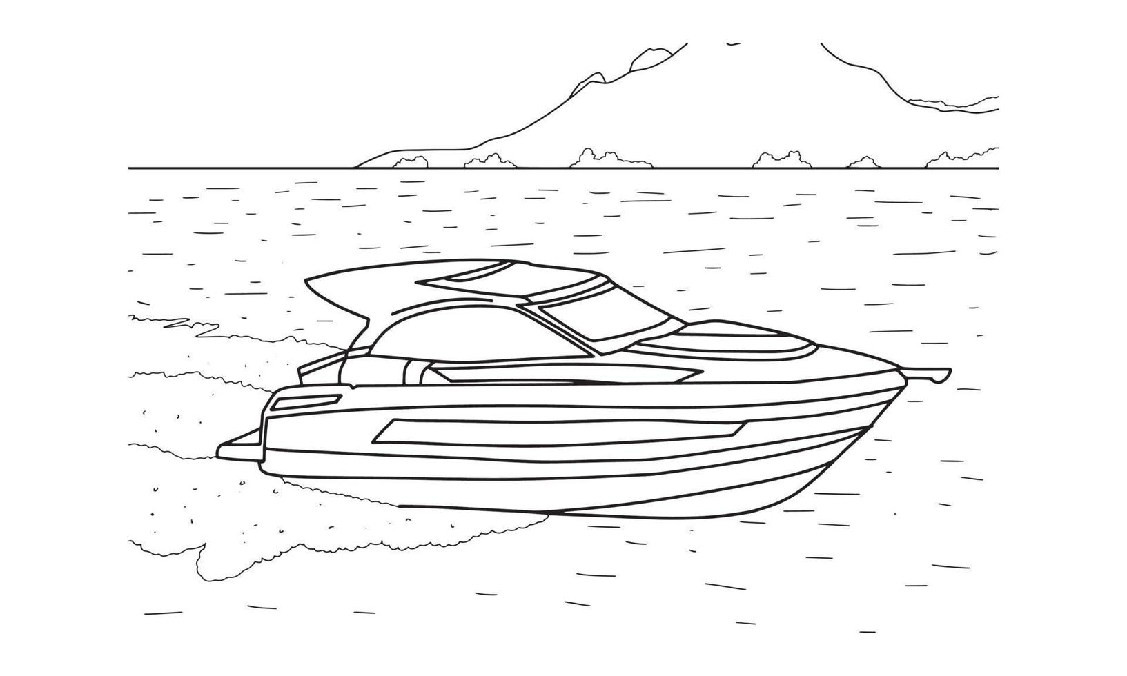 illustration d'art de ligne de croquis de bateau de vitesse vecteur