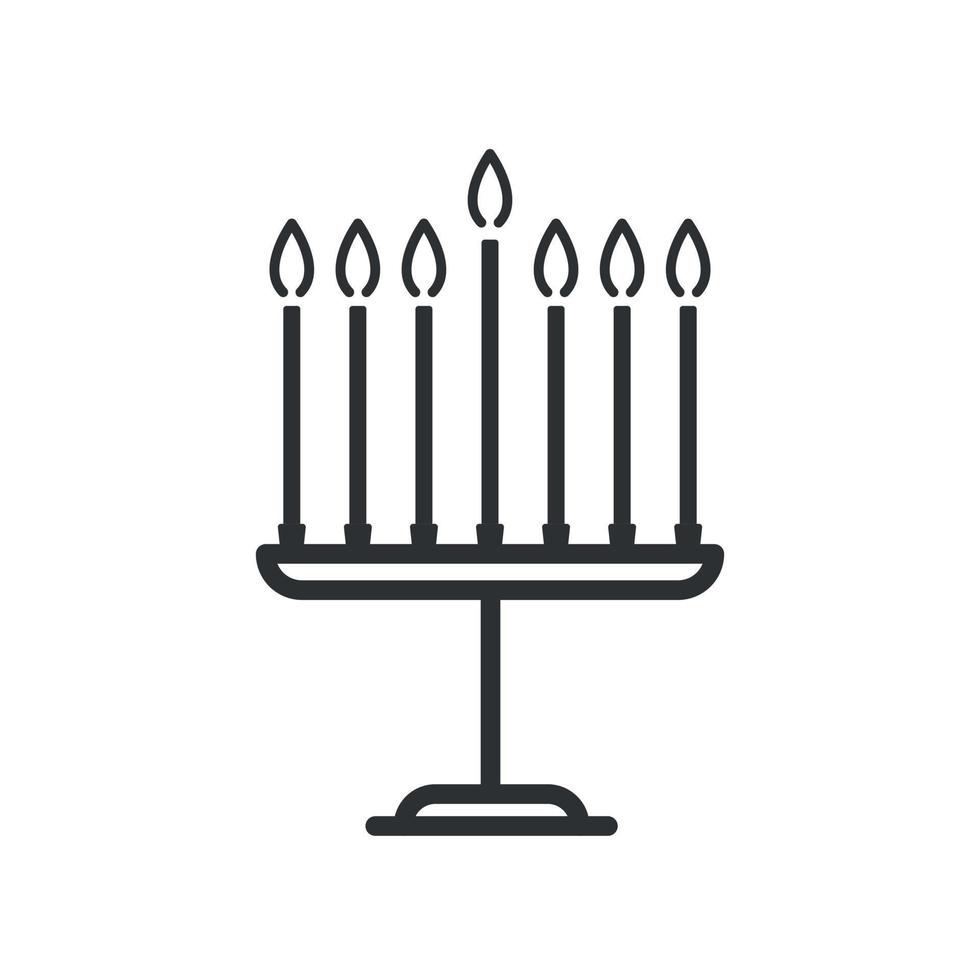 conception d'icône de ligne menorah. menorah lustre juif. illustration vectorielle sur fond blanc vecteur