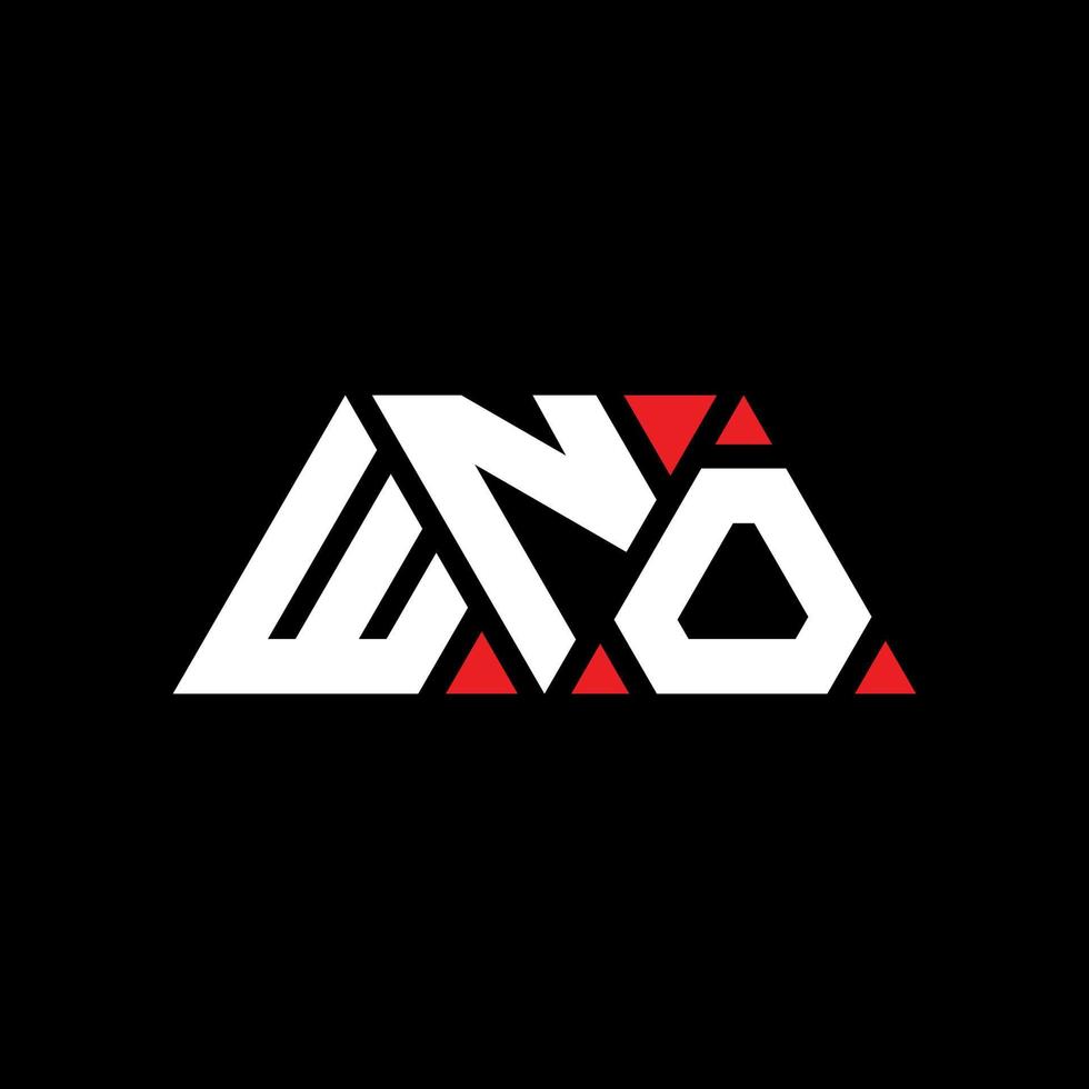 wno création de logo de lettre triangle avec forme de triangle. wno monogramme de conception de logo triangle. modèle de logo vectoriel triangle wno avec couleur rouge. wno logo triangulaire logo simple, élégant et luxueux. wnon
