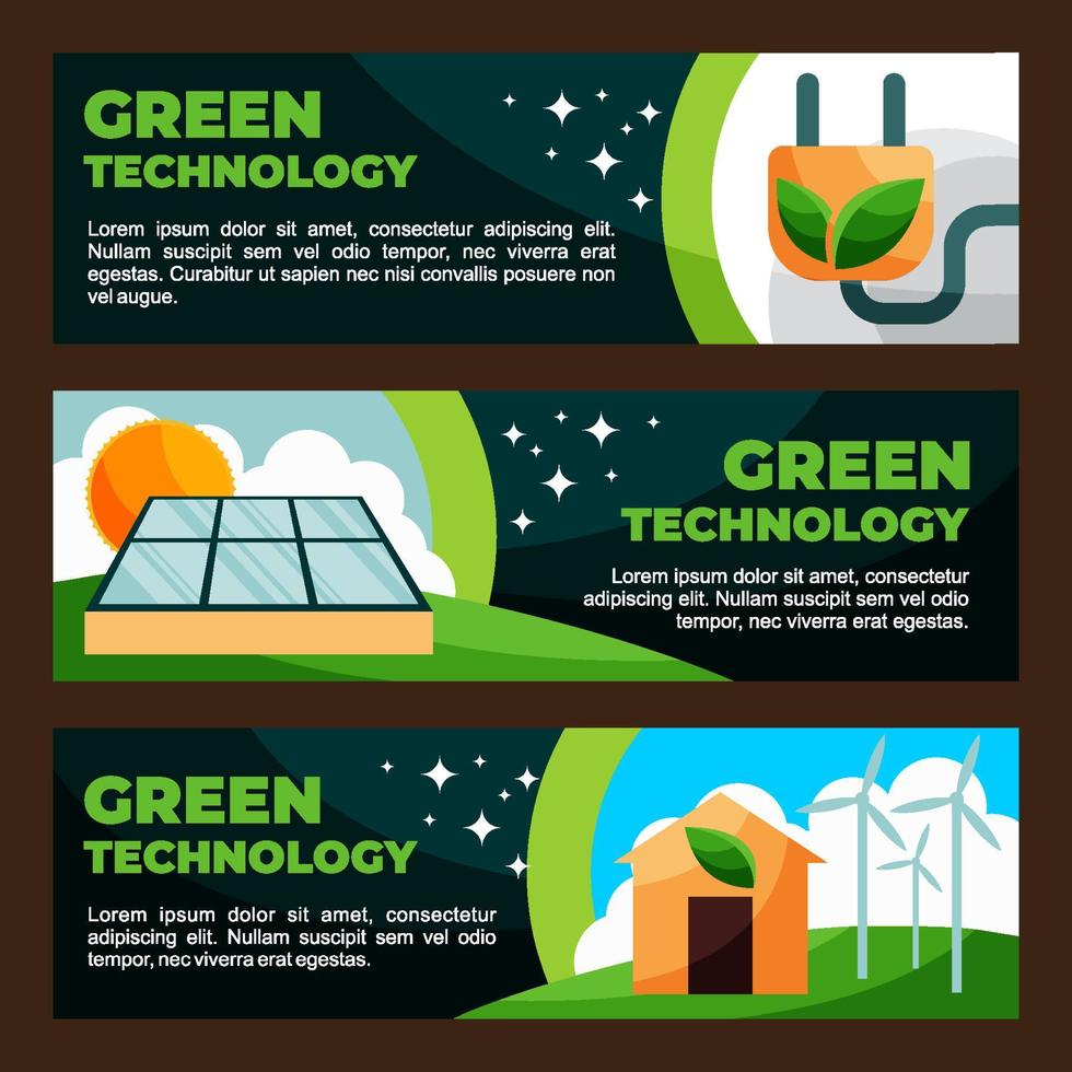 ensemble de bannière de technologie écologique verte vecteur