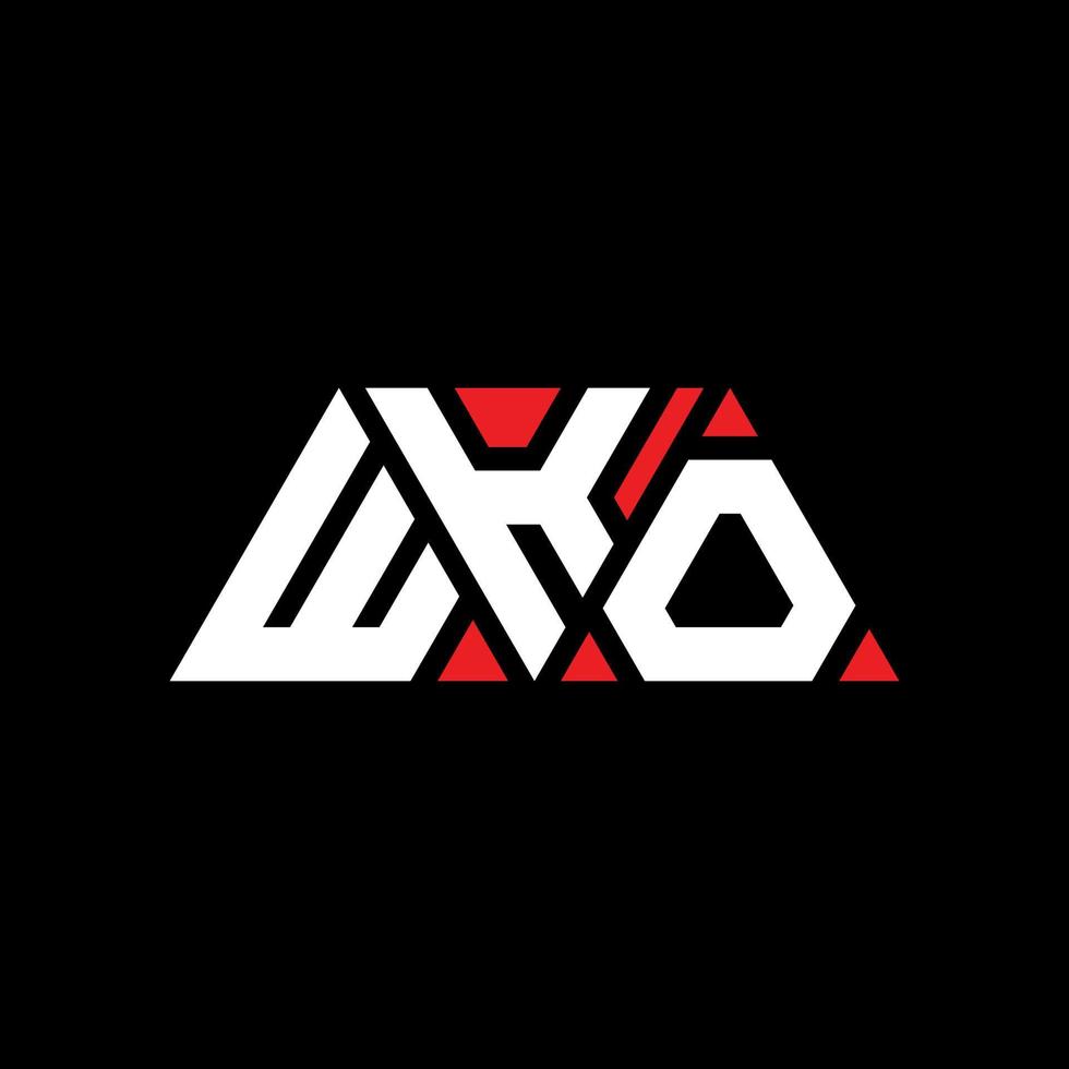 création de logo de lettre triangle wko avec forme de triangle. monogramme de conception de logo triangle wko. modèle de logo vectoriel triangle wko avec couleur rouge. logo triangulaire wko logo simple, élégant et luxueux. wko