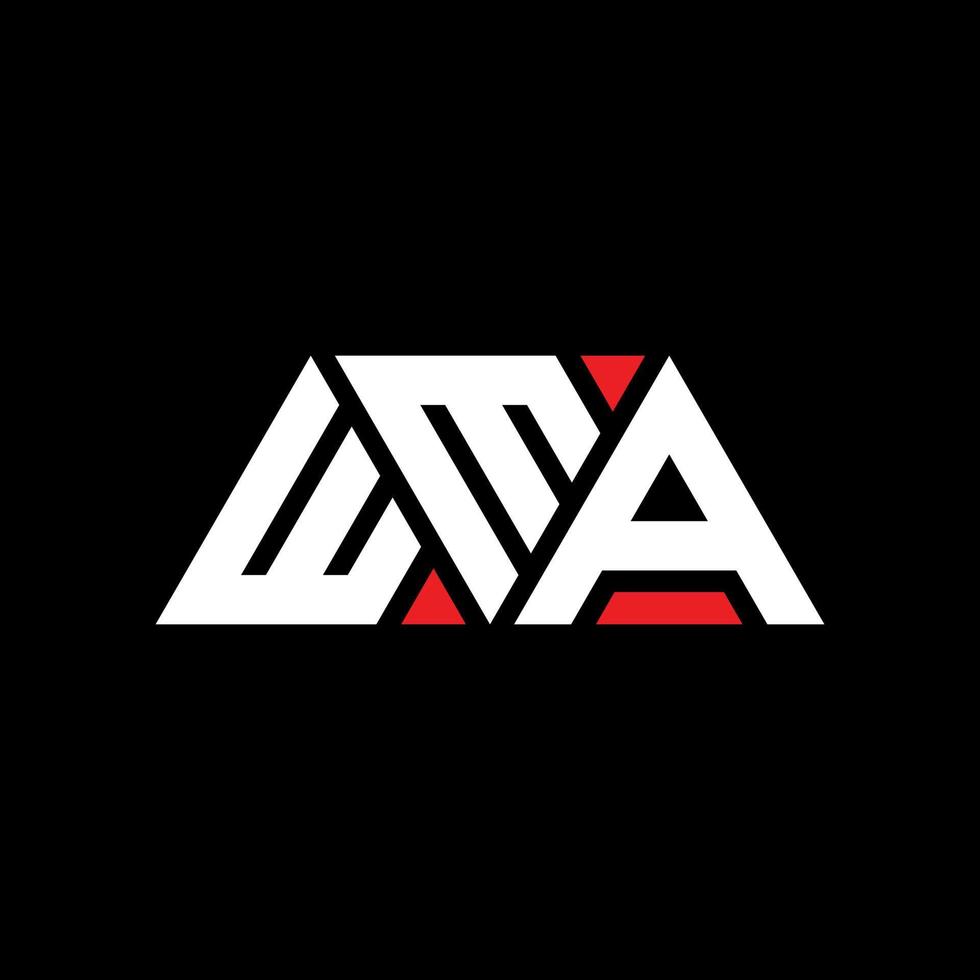 création de logo de lettre triangle wma avec forme de triangle. monogramme de conception de logo triangle wma. modèle de logo vectoriel triangle wma avec couleur rouge. wma logo triangulaire logo simple, élégant et luxueux. wma