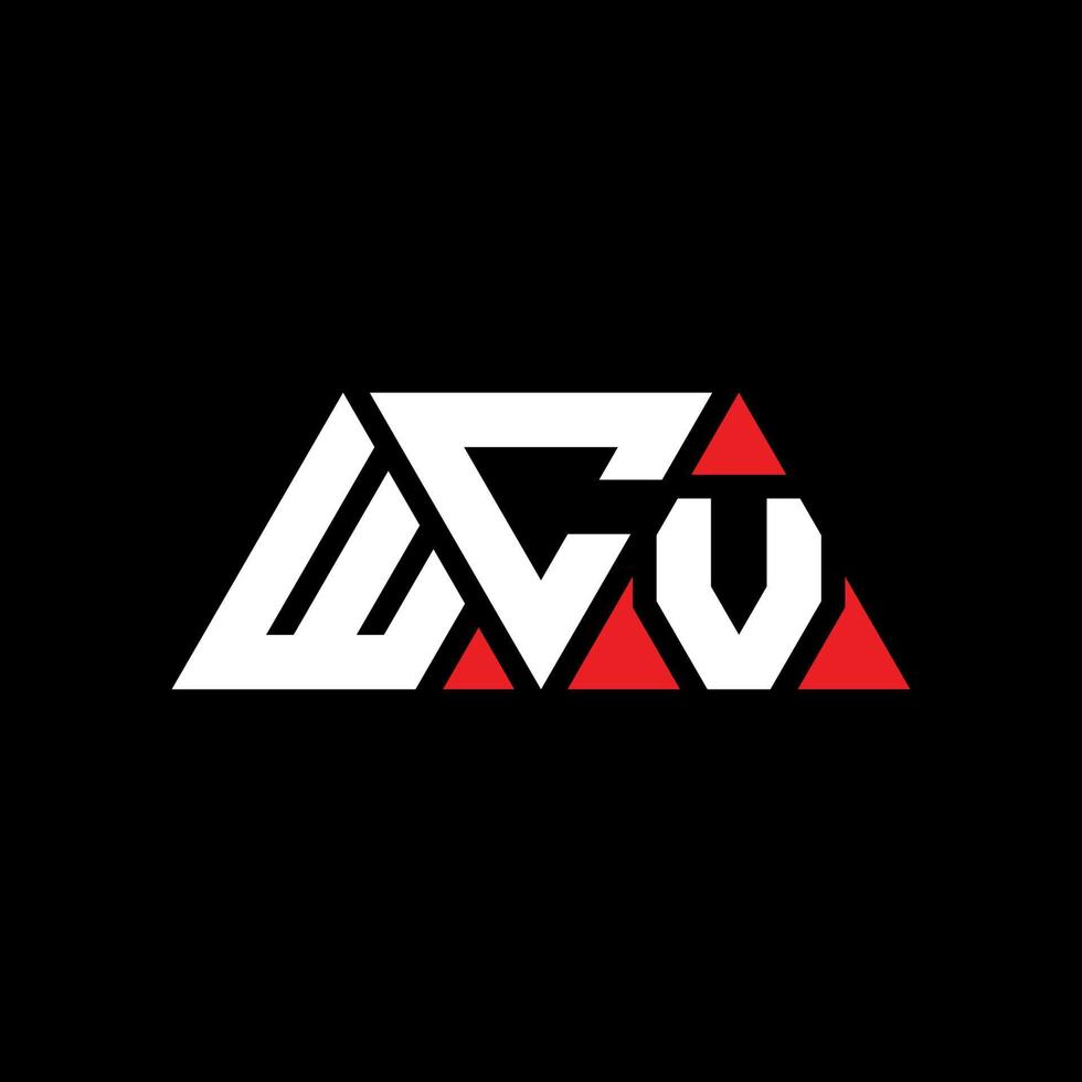 création de logo de lettre triangle wcv avec forme de triangle. monogramme de conception de logo triangle wcv. modèle de logo vectoriel triangle wcv avec couleur rouge. logo triangulaire wcv logo simple, élégant et luxueux. WCV