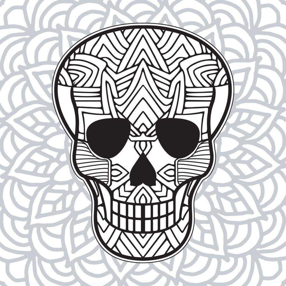 coloriage pour adulte pour le jour des morts. page de coloriage de crânes de sucre mexicains dessinés à la main. vecteur