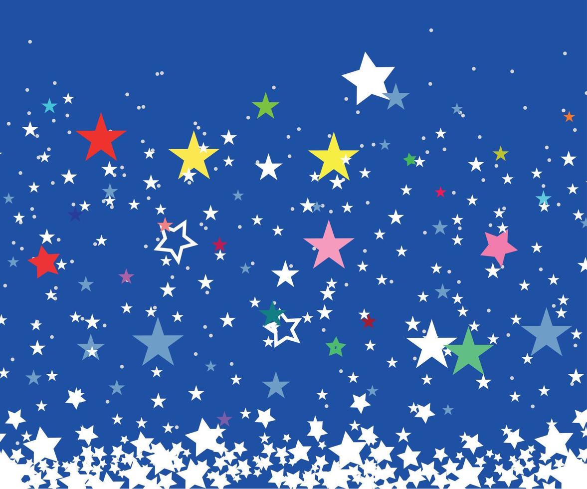 étoiles colorées sur fond bleu, image vectorielle de stock horizontale transparente pour l'en-tête ou la couverture Web vecteur