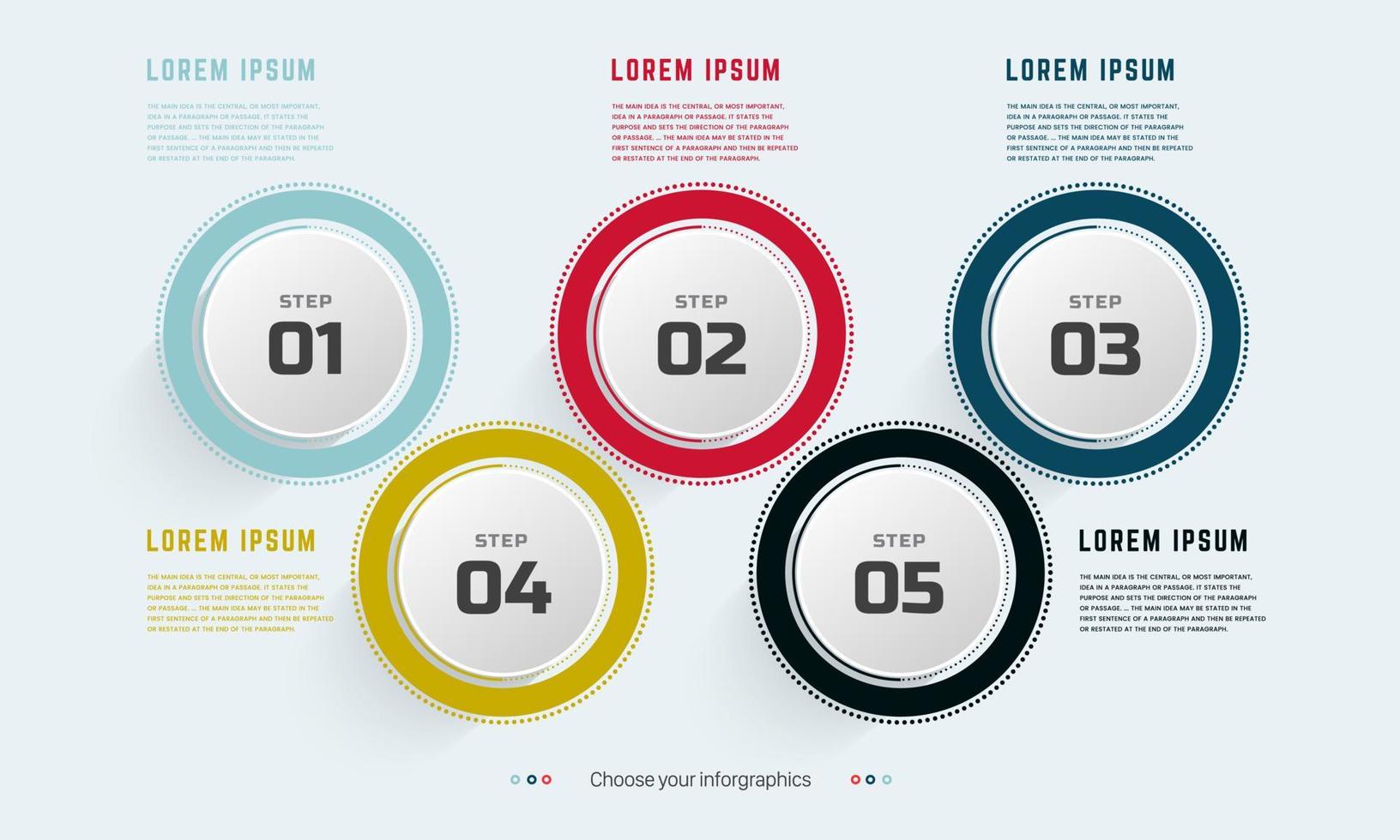 infographie trois options illustration vectorielle de couleur rose et noir vecteur