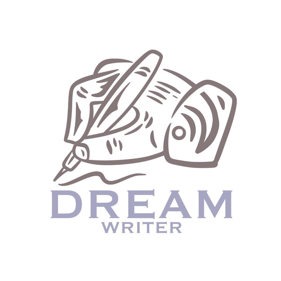 logo d'illustration simple écrivain de rêve vecteur