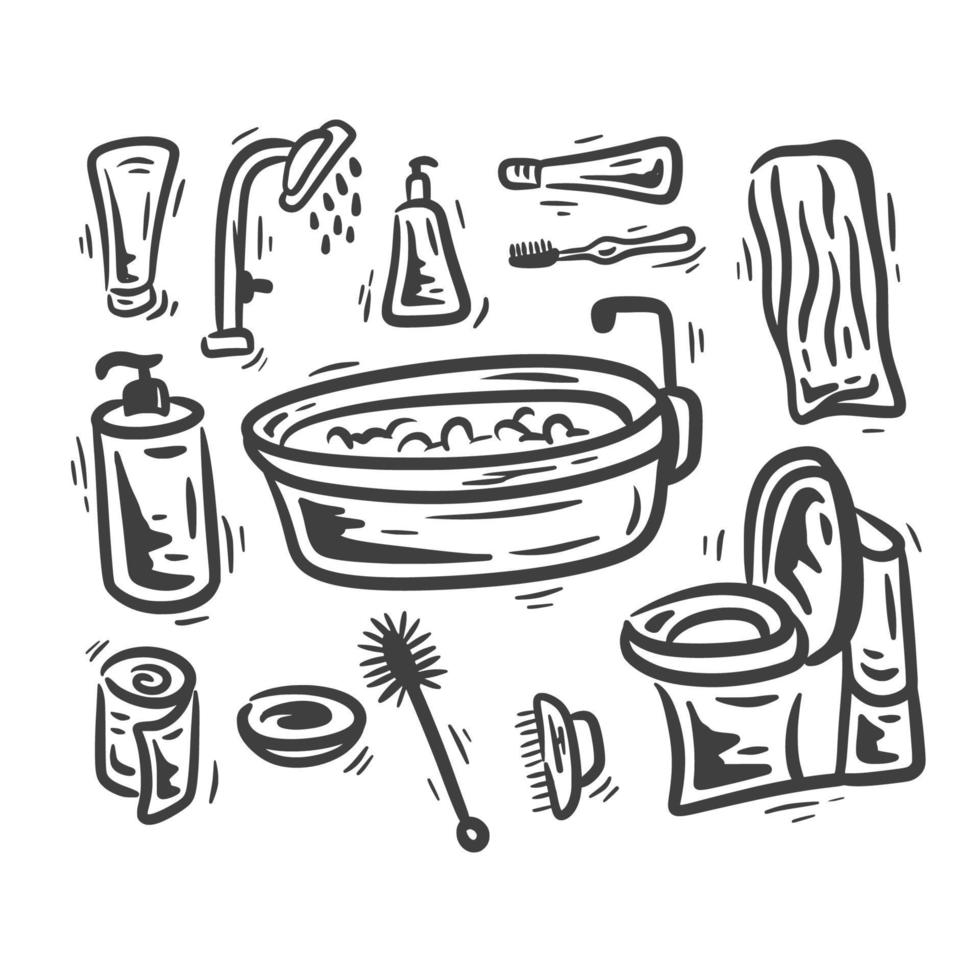 illustration jeu d'icônes d'outils de salle de bain vecteur