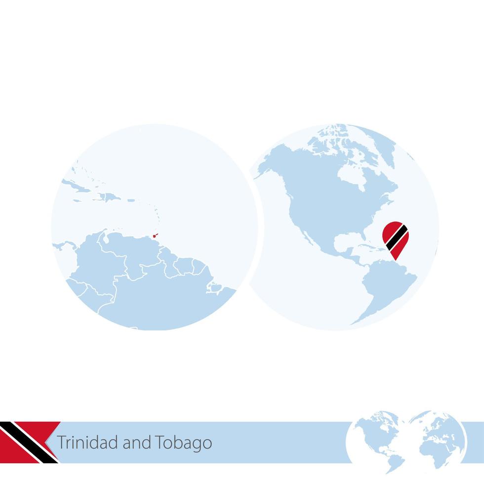 trinité-et-tobago sur le globe terrestre avec drapeau et carte régionale de trinité-et-tobago. vecteur