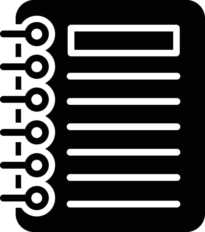 icône de glyphe de vecteur de cahier