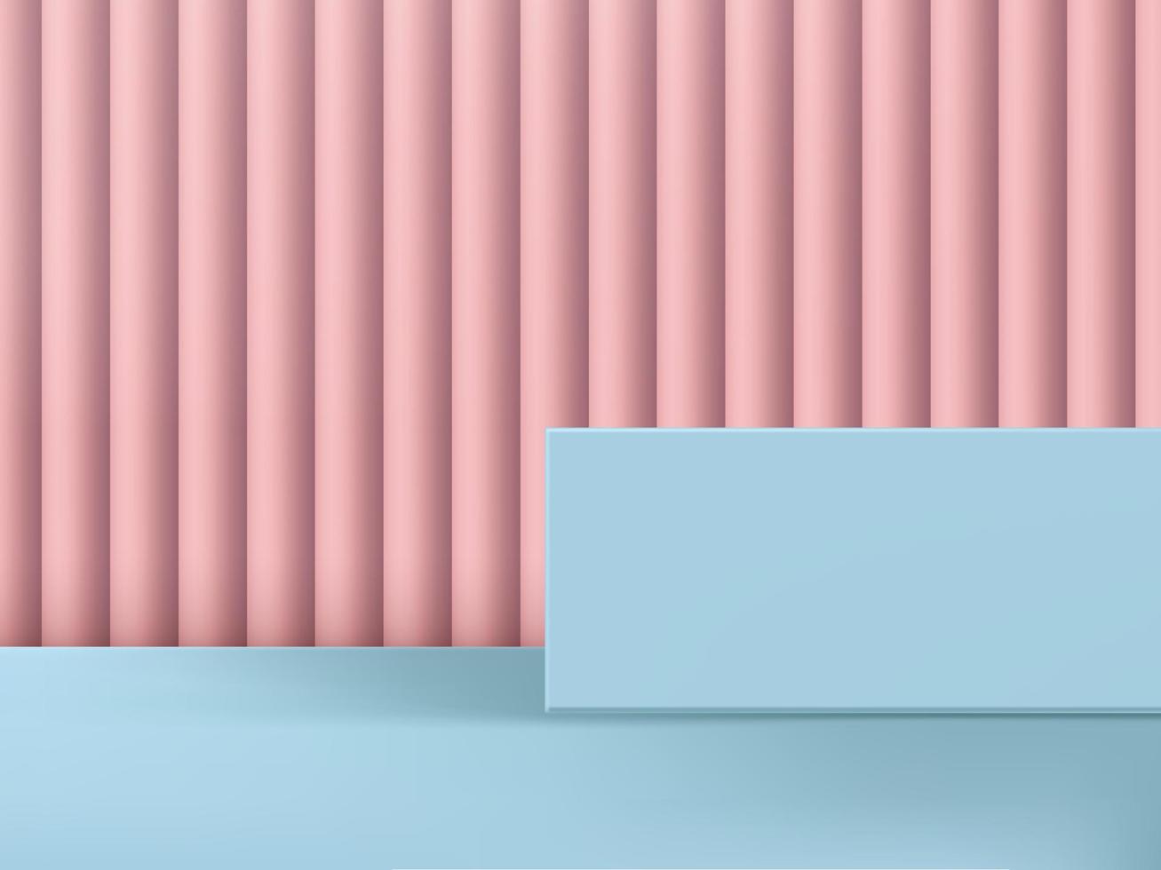 illustration vectorielle 3d plate-forme et arrière-plan de prise de vue en studio rose et bleu clair vecteur