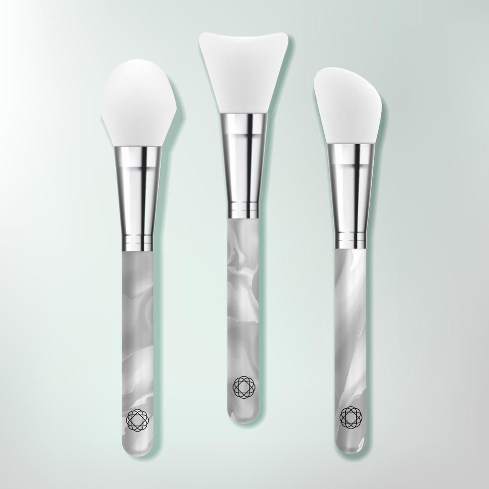 spatule de beauté vectorielle sertie de poignée en résine effet marbre blanc et gris vecteur