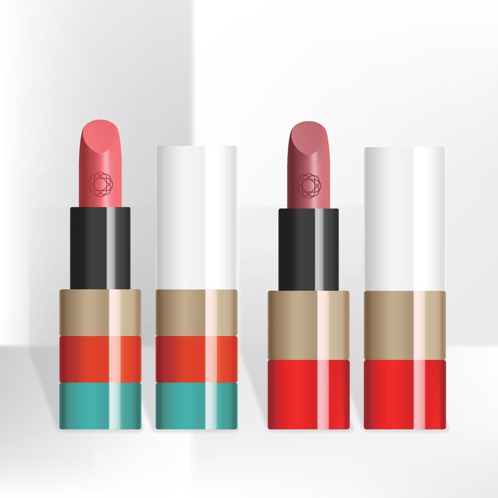 emballage de tube de rouge à lèvres de couleur vibrante à la mode de vecteur