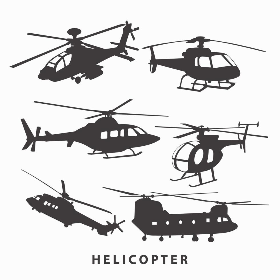 vecteur de silhouette d'hélicoptère