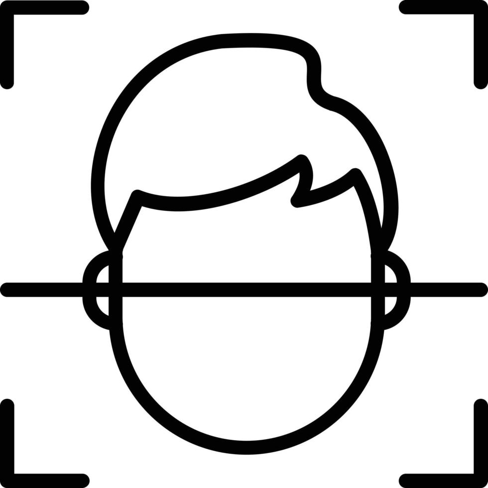 icône de ligne de vecteur de balayage de visage
