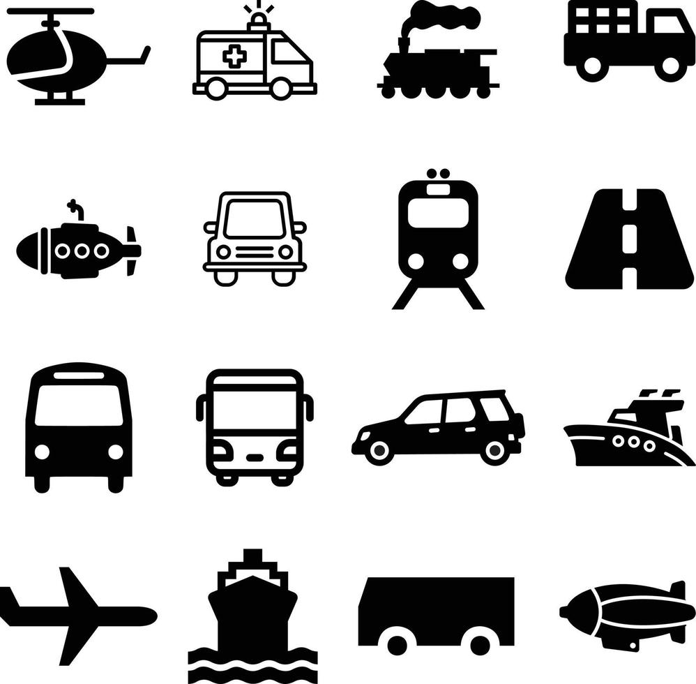 pack de collection d'icônes de transport vecteur