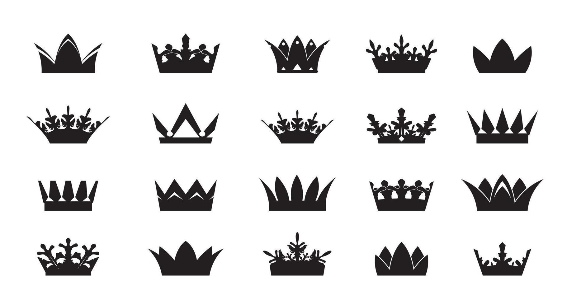 ensemble d'icône de couronnes de roi de vecteur sur fond blanc. illustration vectorielle. emblème et symboles royaux.