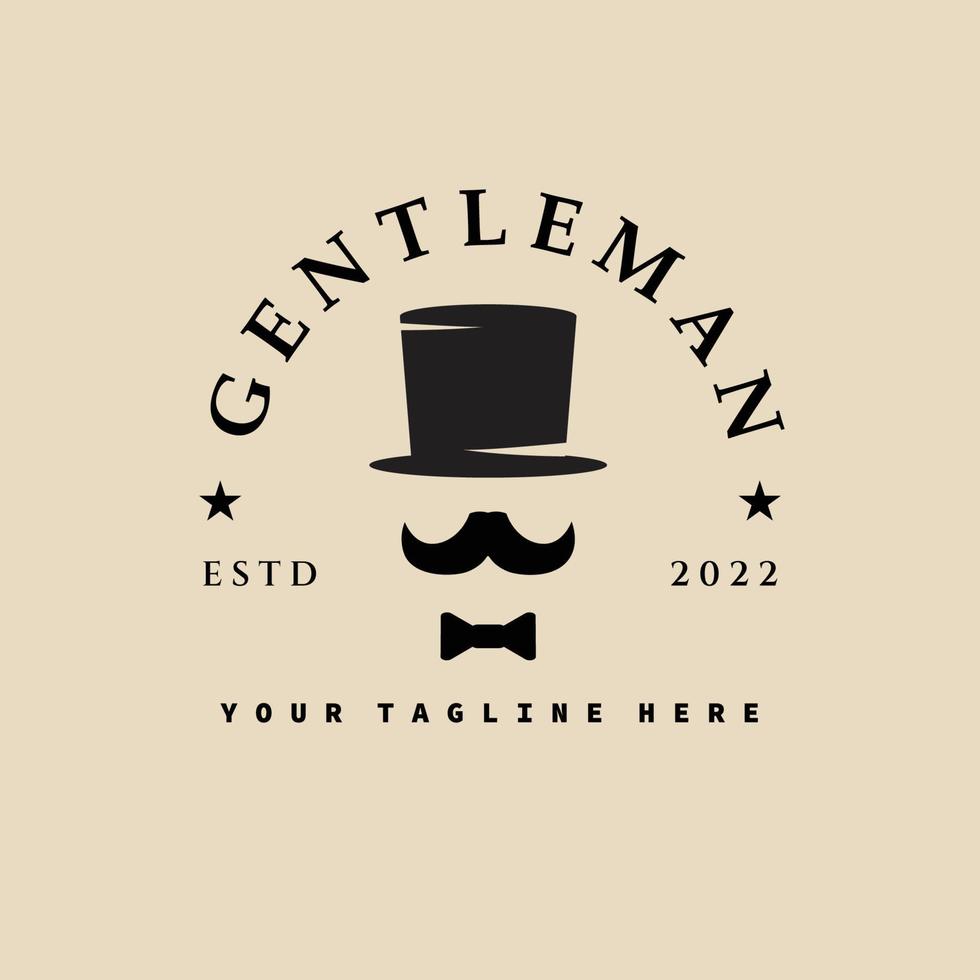 logo vintage gentleman, icône et symbole, avec conception d'illustration vectorielle emblème vecteur