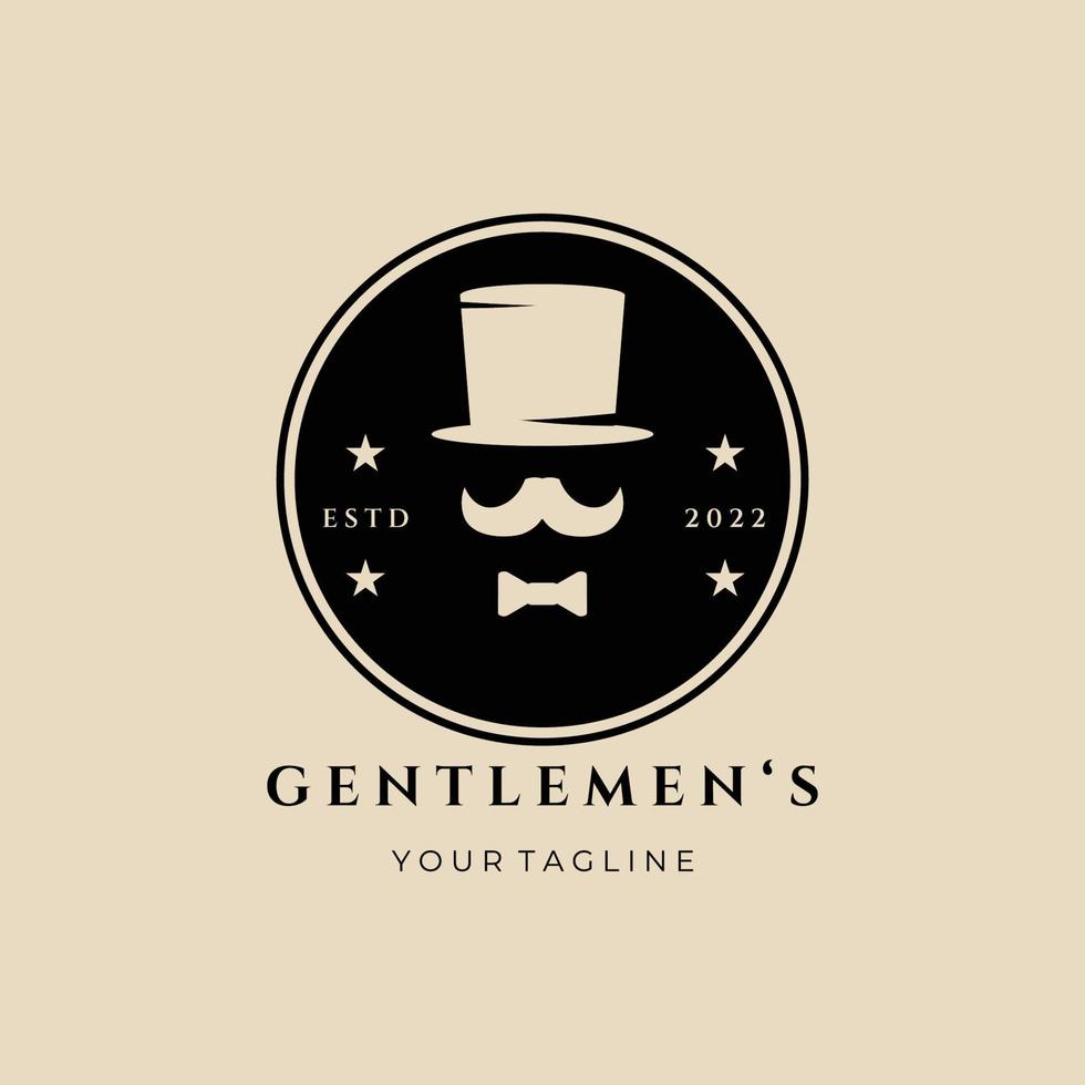 logo vintage gentleman, icône et symbole, avec conception d'illustration vectorielle emblème vecteur