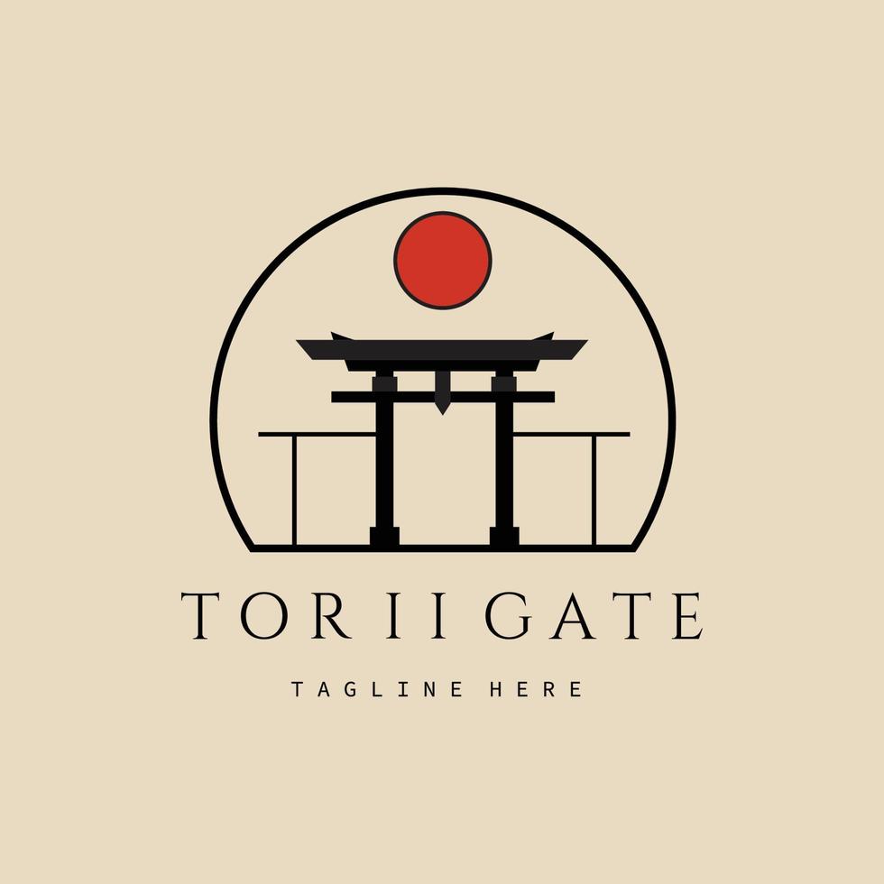 logo, icône et symbole vintage de la porte torii, avec illustration vectorielle emblème vecteur