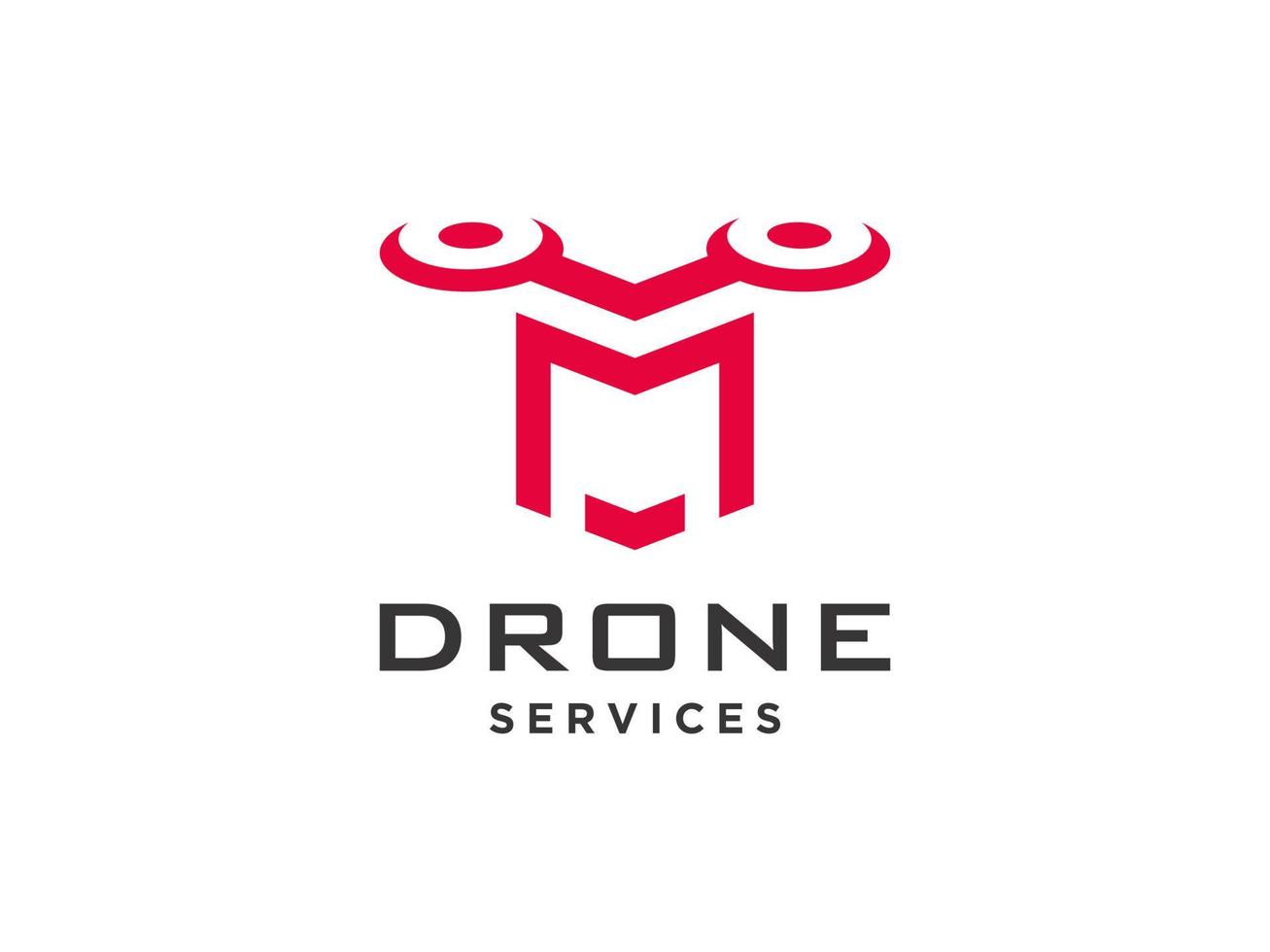 icône de vecteur de modèle de logo de drone lettre m. vecteur de drone de photographie. icône de vecteur d'hélicoptère quad