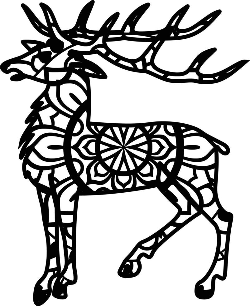 modèle de mandala de noël animal cerf vecteur