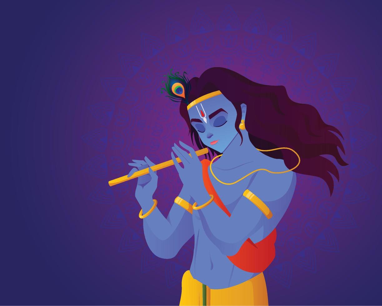 joyeux janmashtami - seigneur krishna jouant du bansuri vecteur