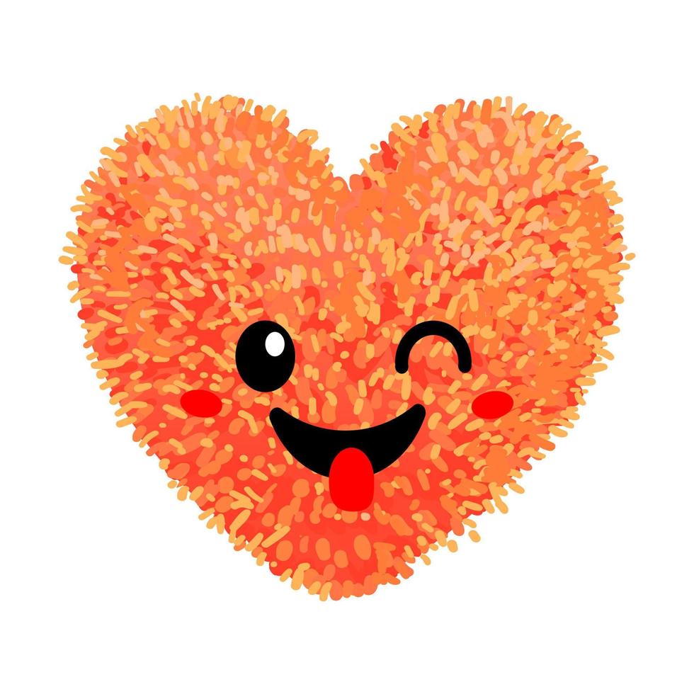 illustration colorée de vecteur de peluche en forme de coeur avec un joli visage isolé sur fond blanc