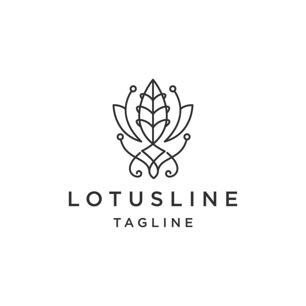 feuille de lotus ligne logo icône modèle de conception vecteur plat