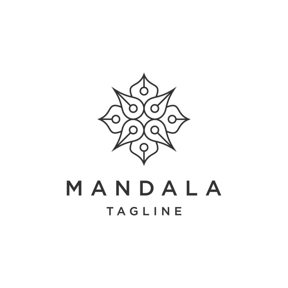 mandala boutique ligne modèle de conception de logo vecteur plat