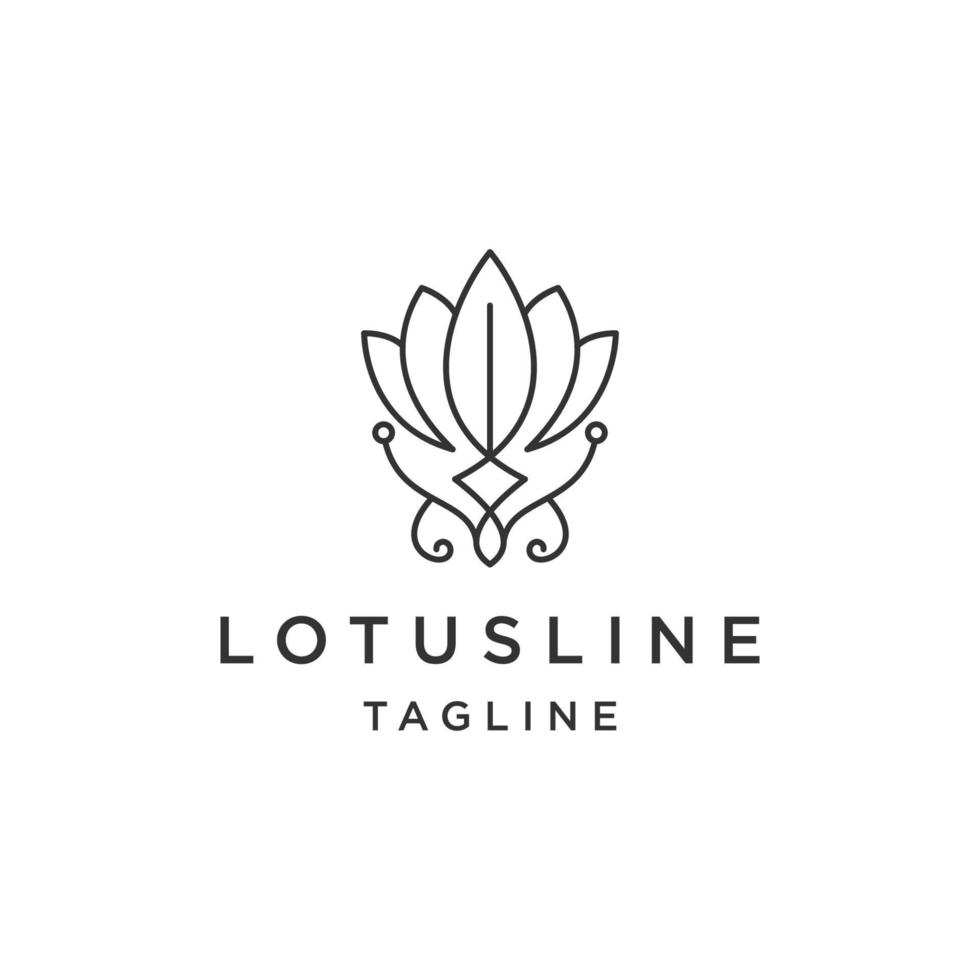 feuille de lotus ligne logo icône modèle de conception vecteur plat