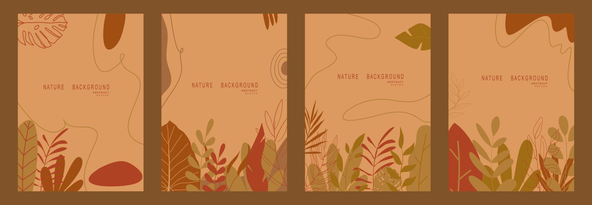 fond de nature abstraite avec des feuilles et des plantes. copier l'espace pour le texte. illustration vectorielle vecteur