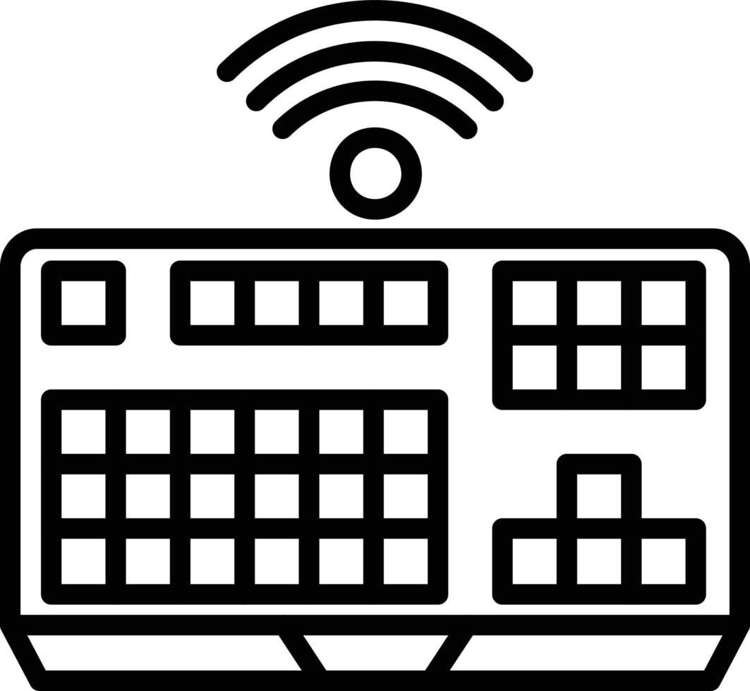 icône de ligne de vecteur de clavier sans fil