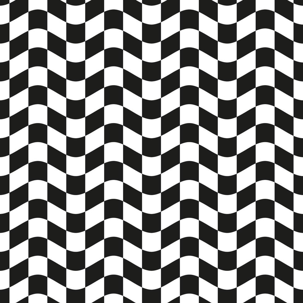 motif géométrique psychédélique sans couture avec des carrés noirs et blancs. fond d'illusion d'optique vecteur