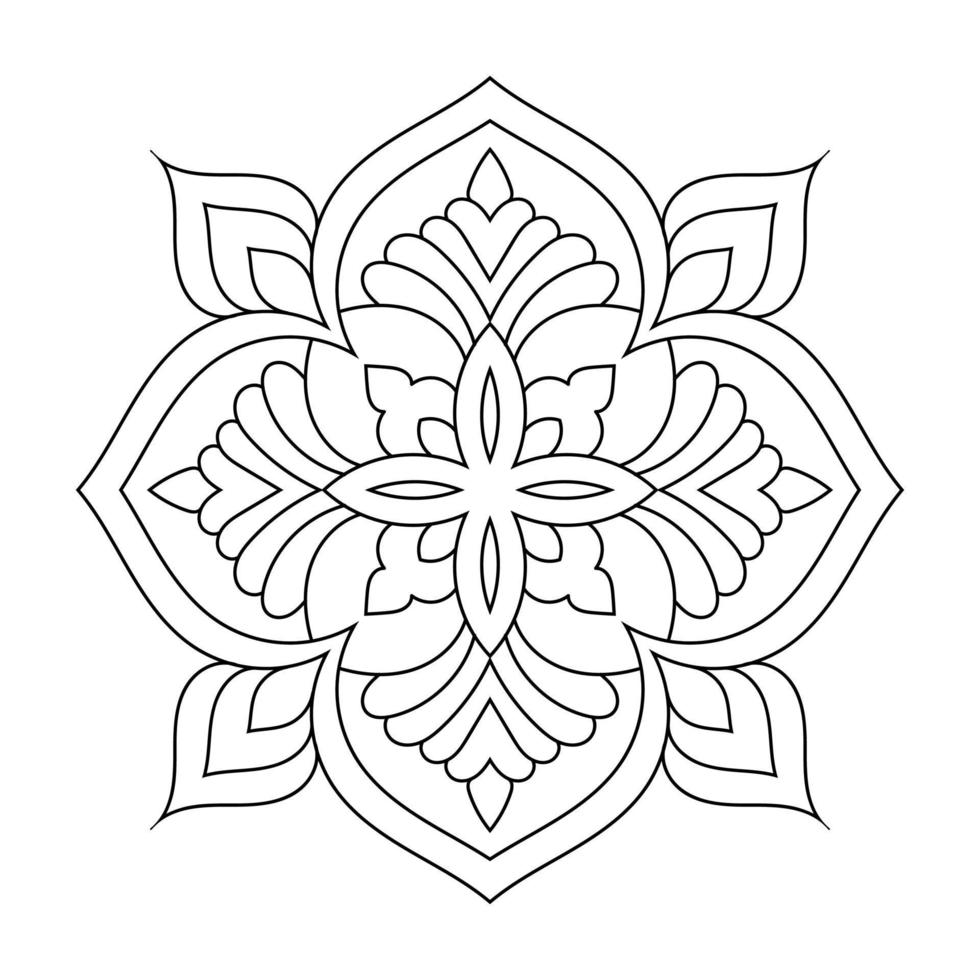 motif de fleurs de mandala avec art de contour floral noir et blanc indien de style ethnique arabe vecteur