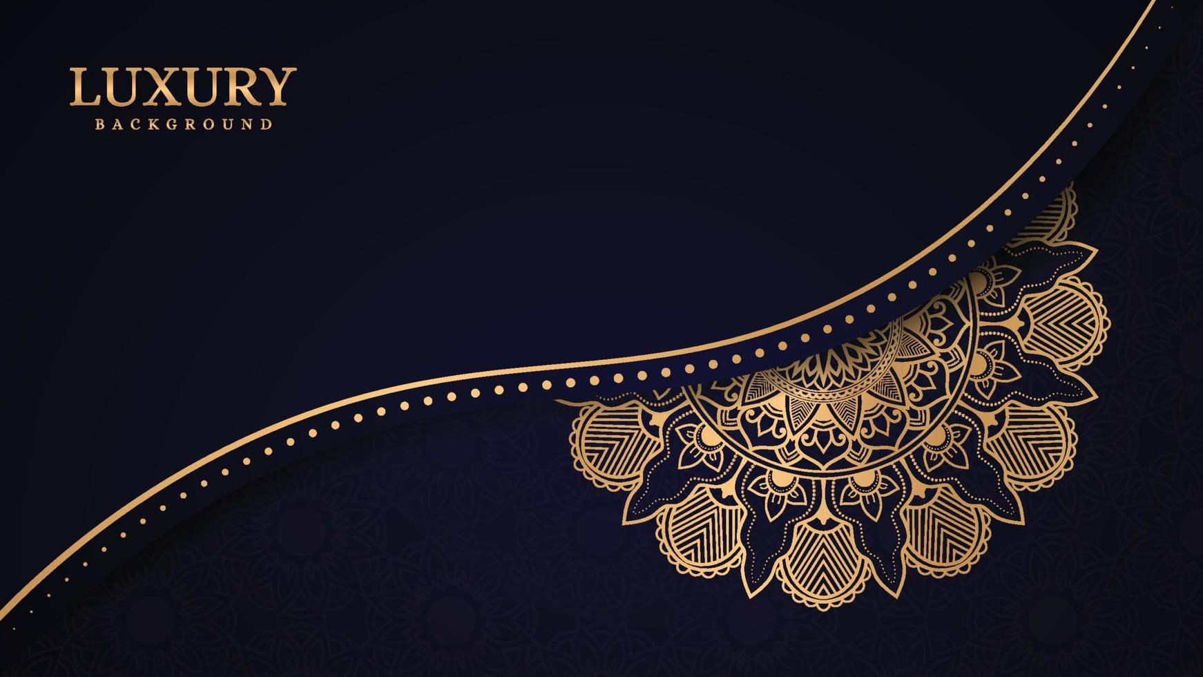 conception de fond de mandala ornemental de luxe doré avec motif de carte d'invitation de mariage vintage vecteur