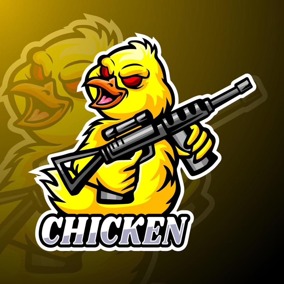 conception de mascotte de logo de poulet esport vecteur