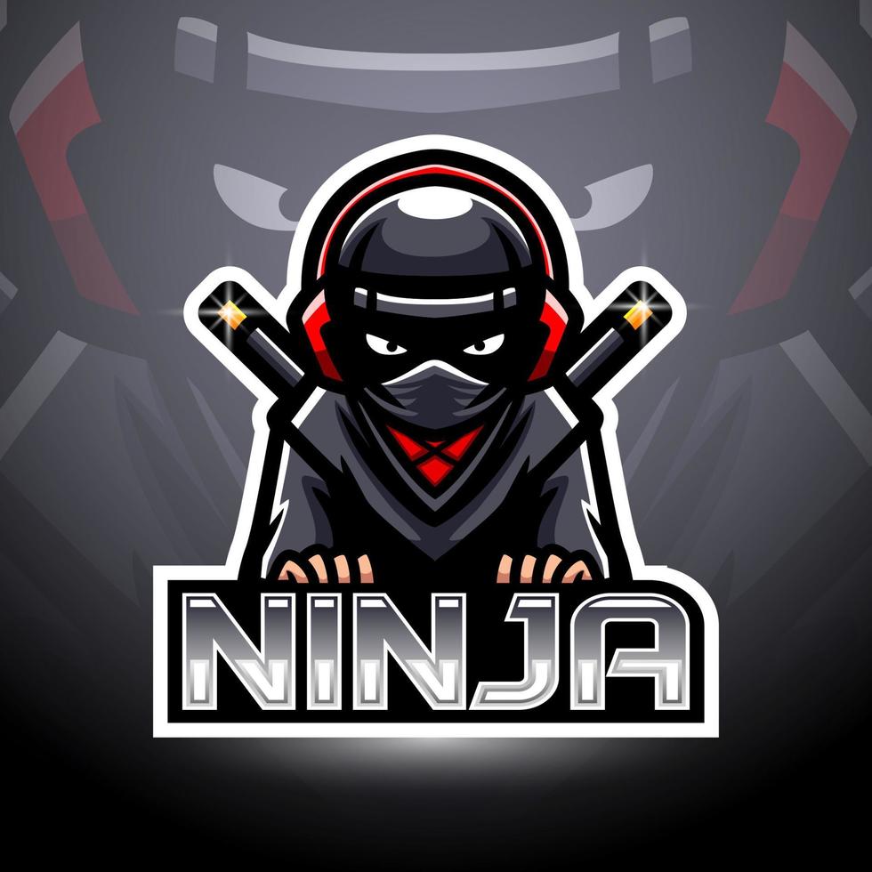 conception de mascotte de logo esport ninja vecteur