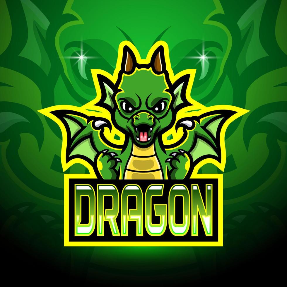 conception de mascotte de logo esport dragon vecteur