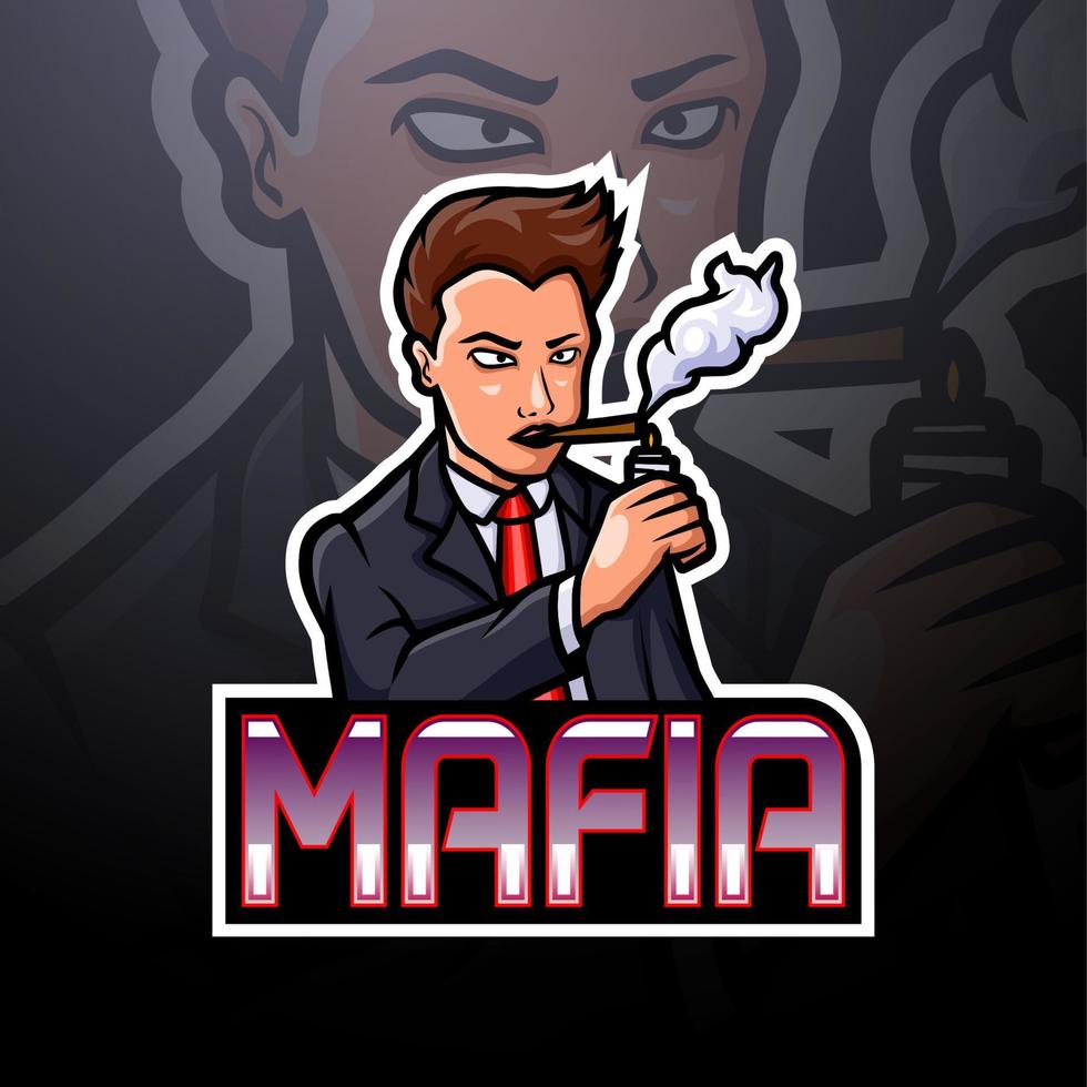 conception de mascotte de logo mafia esport vecteur