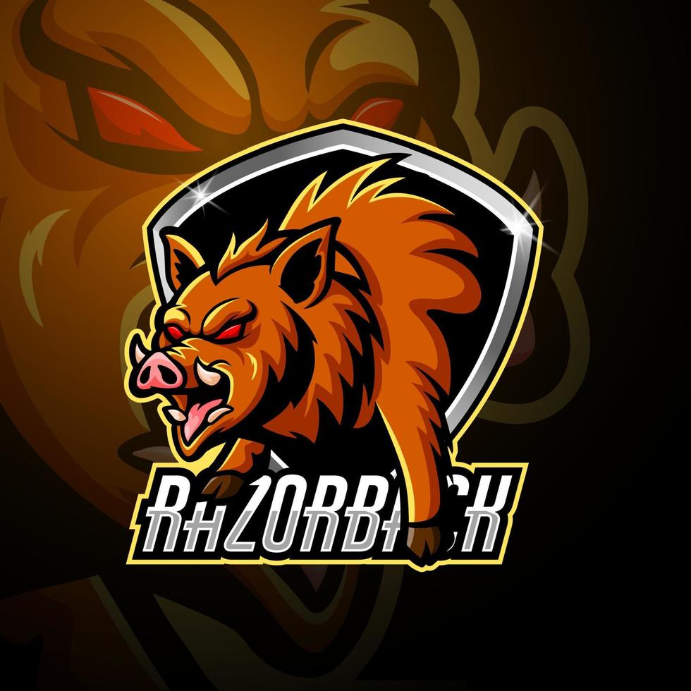 création de logo esport sport mascotte razorback vecteur