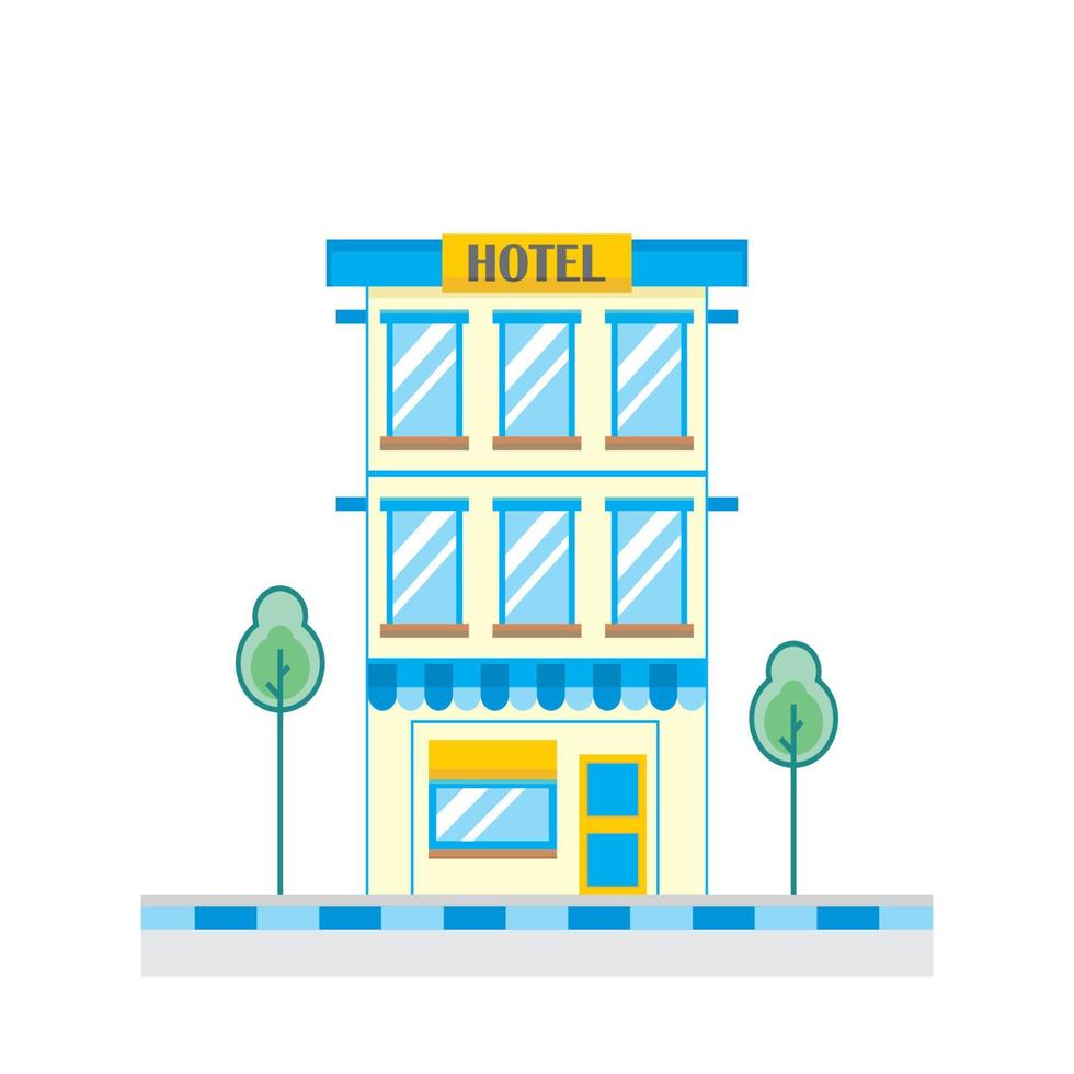 bâtiment d'hôtel commercial plat moderne, adapté aux diagrammes, aux graphiques d'informations, à l'illustration, à l'arrière-plan et à d'autres actifs graphiques vecteur