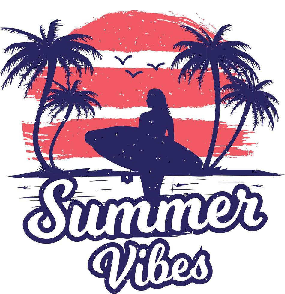 conception de tshirt de plage de palmiers d'ambiance d'été vecteur