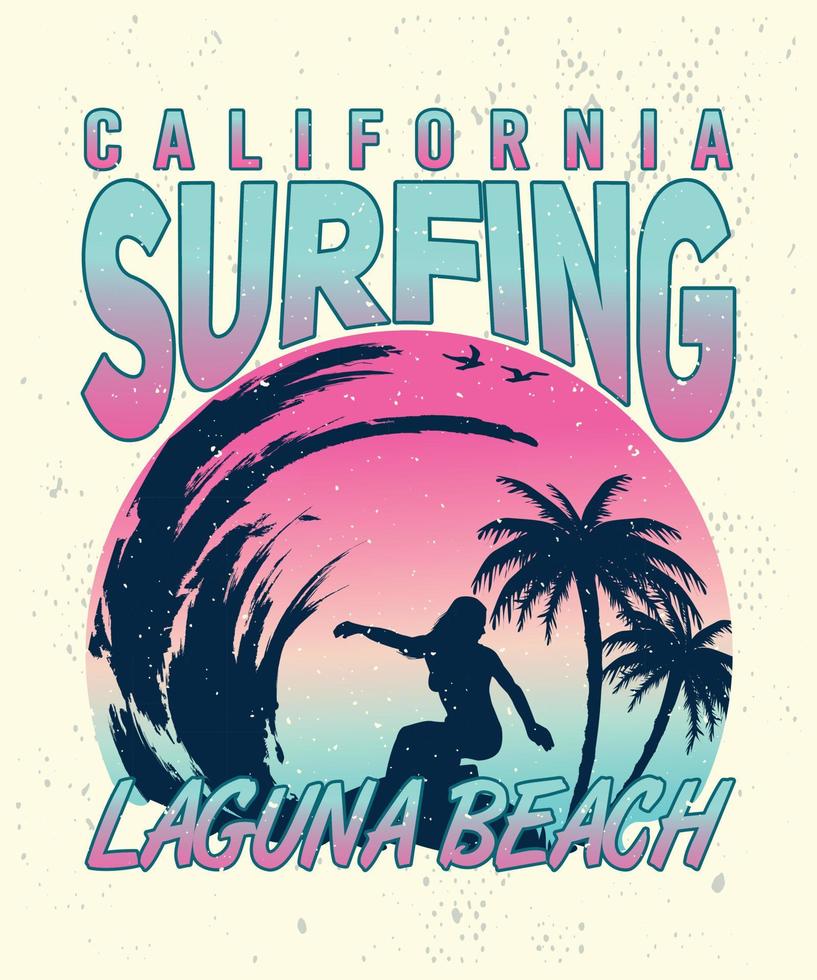 californie surf laguna beach design de tshirt vecteur