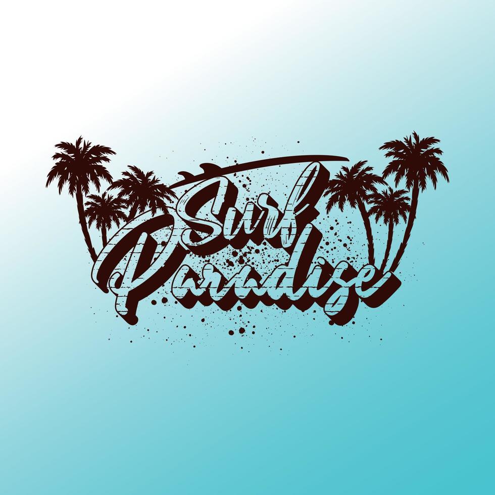 surf paradis palm beach été tropical typographie illustration vecteur