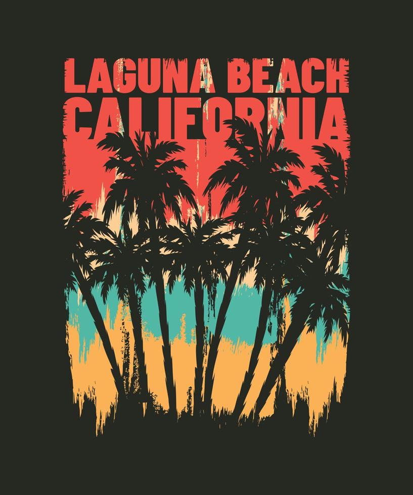 conception de tshirt été laguna beach californie vecteur