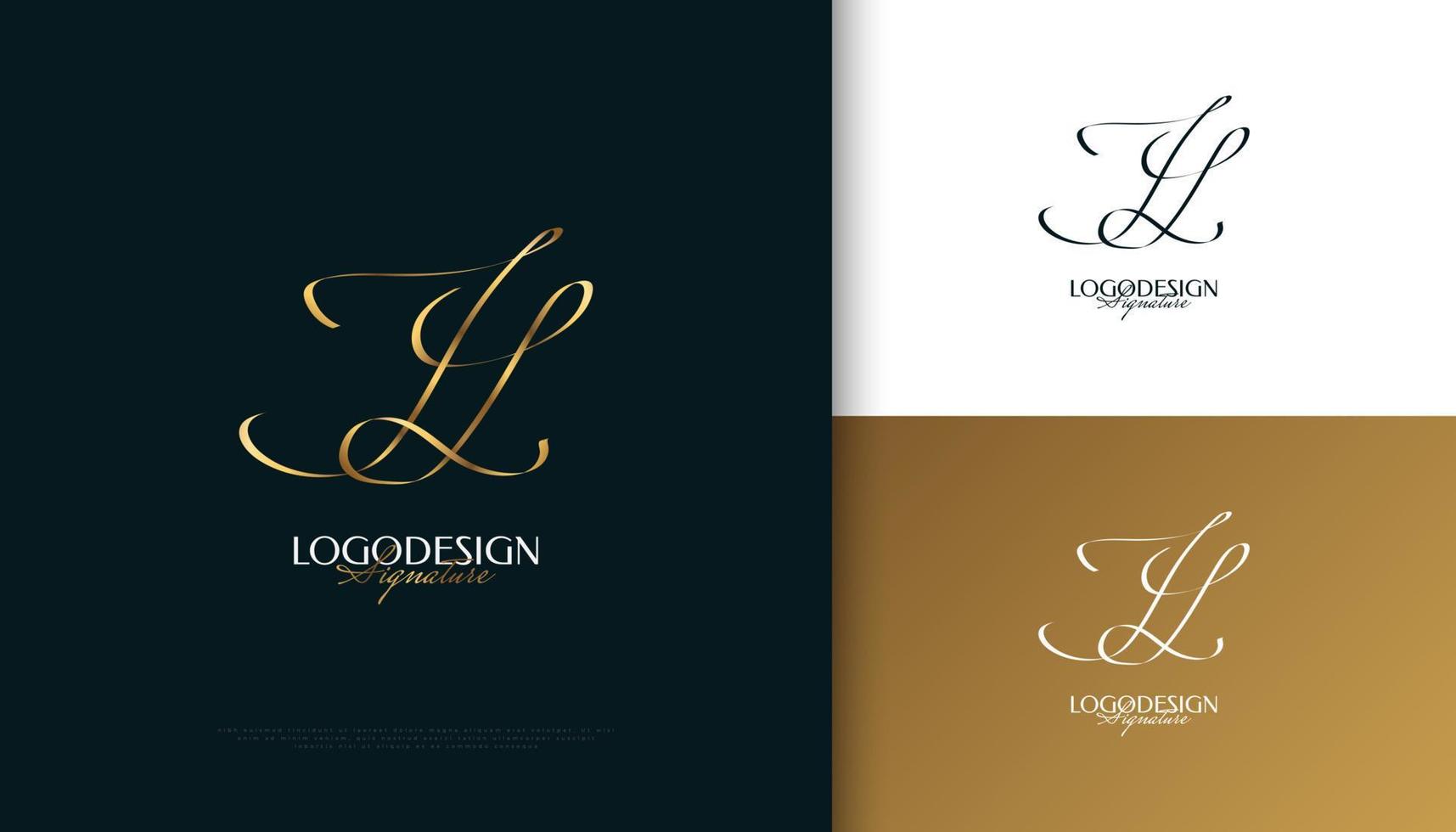 jy conception initiale du logo de signature avec un style d'écriture doré élégant et minimaliste. création initiale du logo j et y pour le mariage, la mode, les bijoux, la boutique et l'identité de la marque d'entreprise vecteur